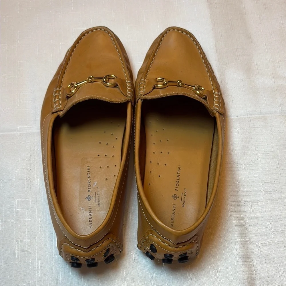 📪 Mercanti Fiorentini Tan Leather Flats with Horsebit Detail